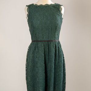 Forest Green Lace Overlay Cocktail Dress Size 6